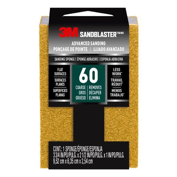 Scotch 3M Sandblaster 3-3/4 in. L X 2-1/2 in. W X 1 in. 60 Grit Coarse Sanding Sponge 20909-60